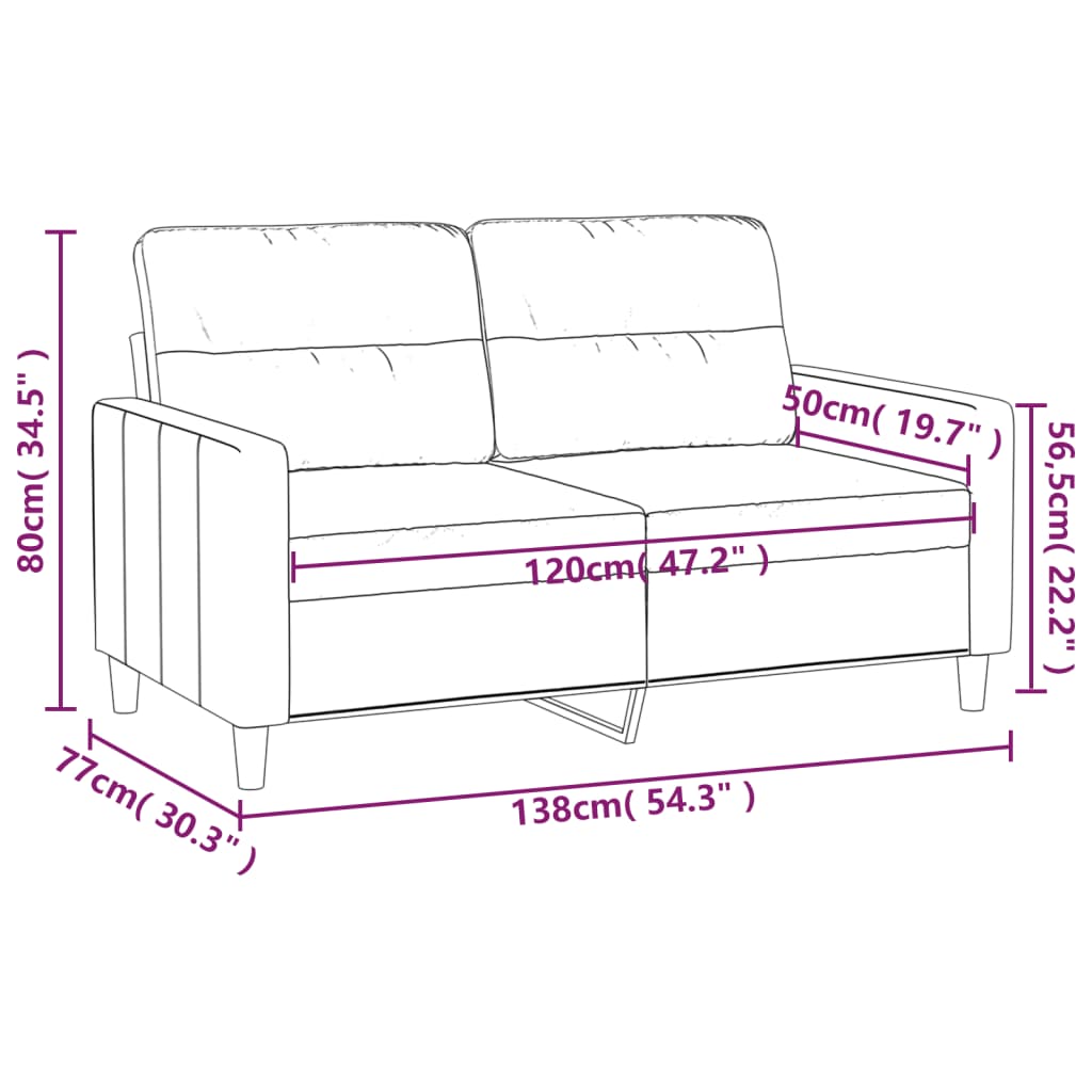 Divano a 2 Posti Grigio Chiaro 120 cm in Tessuto - homemem39