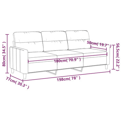 Divano a 3 Posti Crema 180 cm in Tessuto - homemem39