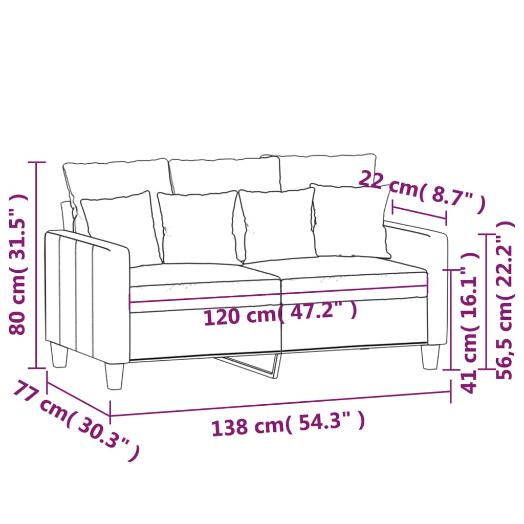 Divano a 2 Posti Grigio Scuro 120 cm in Tessuto - homemem39