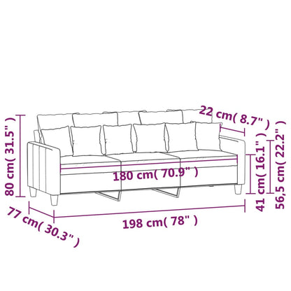 Divano a 3 Posti Grigio Chiaro 180 cm in Tessuto - homemem39