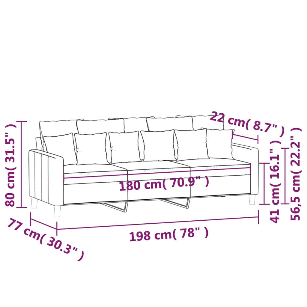 Divano a 3 Posti Verde Scuro 180 cm in Velluto - homemem39