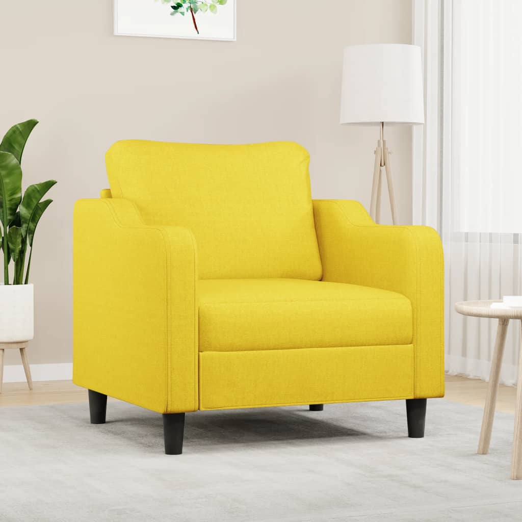 Poltrona Giallo Chiaro 60 cm in Tessuto - homemem39