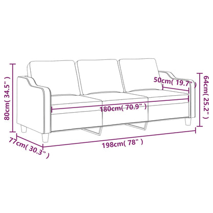 Divano a 3 Posti Marrone 180 cm in Tessuto - homemem39