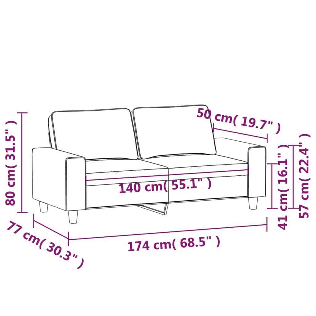 Divano a 2 Posti Grigio Chiaro 140 cm in Tessuto - homemem39