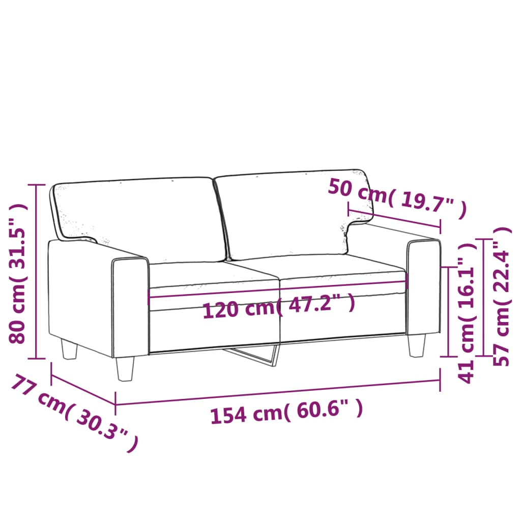 Divano a 2 Posti Grigio 120 cm in Similpelle - homemem39