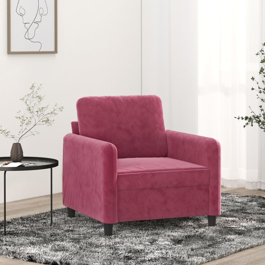 Poltrona Rosso Vino 60 cm Velluto - homemem39