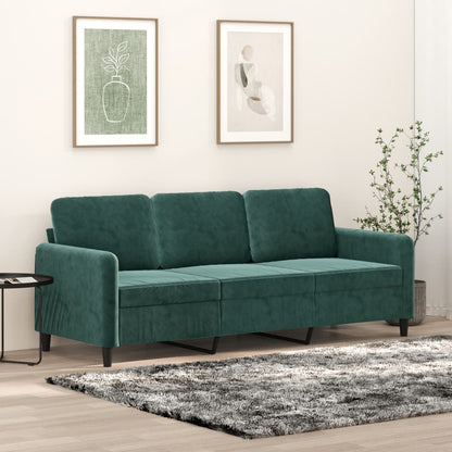 Divano a 3 Posti Verde Scuro 180 cm in Velluto - homemem39