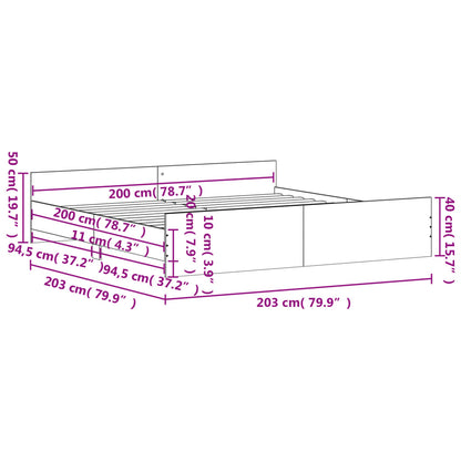 Giroletto con Testiera e Pediera Grigio Sonoma 200x200 cm - homemem39