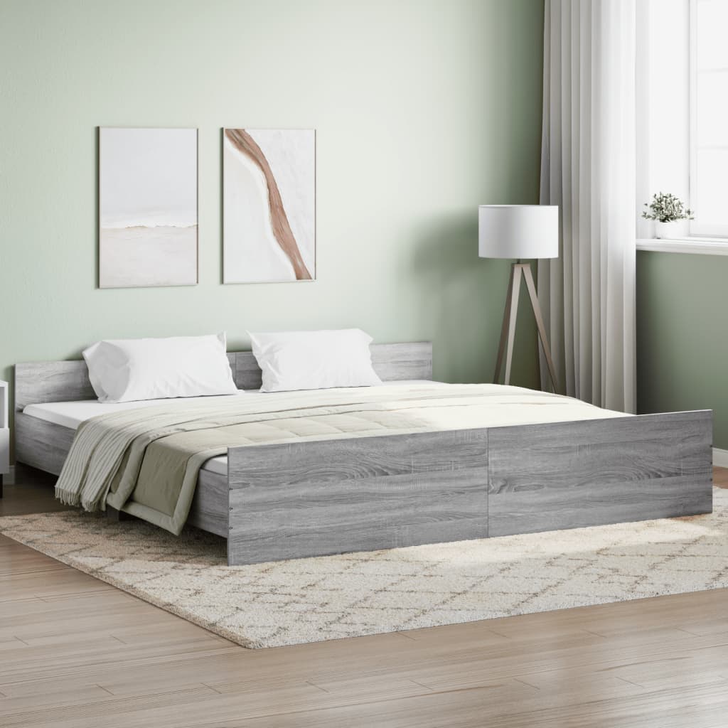 Giroletto con Testiera e Pediera Grigio Sonoma 200x200 cm - homemem39