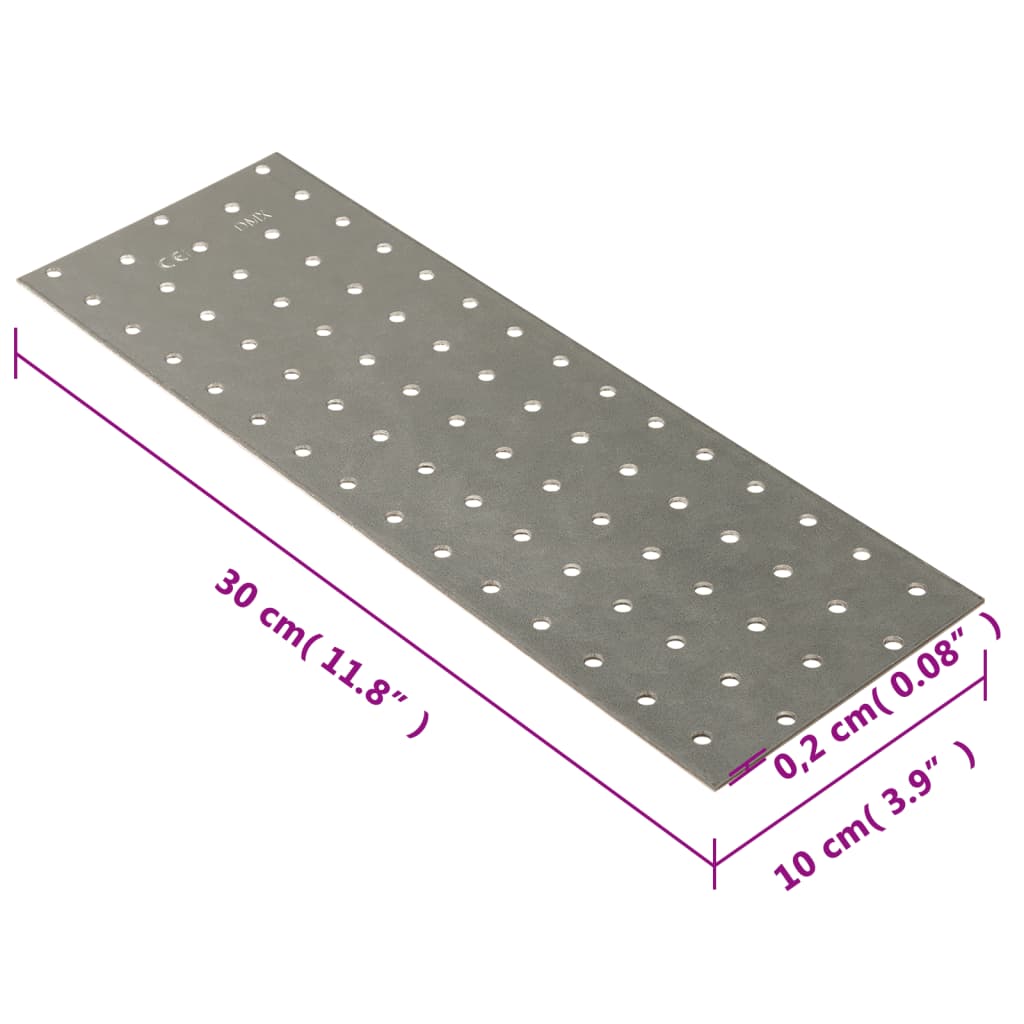 Piastre Forate 20 pz 2 mm 300x100 mm Acciaio Zincato - homemem39