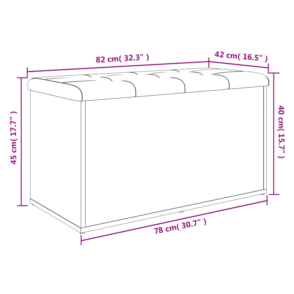 Panca Portaoggetti Nera 82x42x45 cm in Legno Multistrato - homemem39