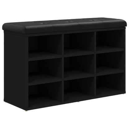 Panca Porta Scarpe Nera 82x32x50 cm in Legno Multistrato - homemem39