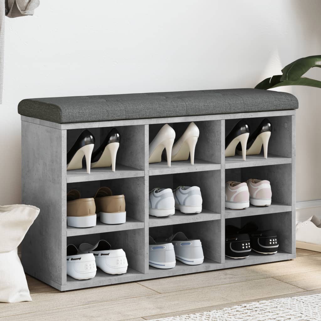 Panca Porta Scarpe Grigio Cemento 82x32x50cm Legno Multistrato - homemem39