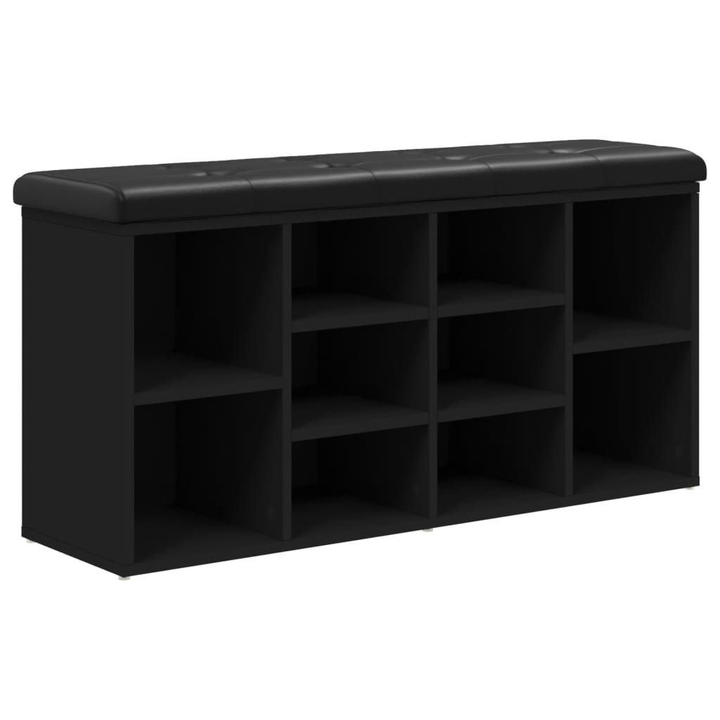 Panca Porta Scarpe Nera 102x32x50 cm in Legno Multistrato - homemem39