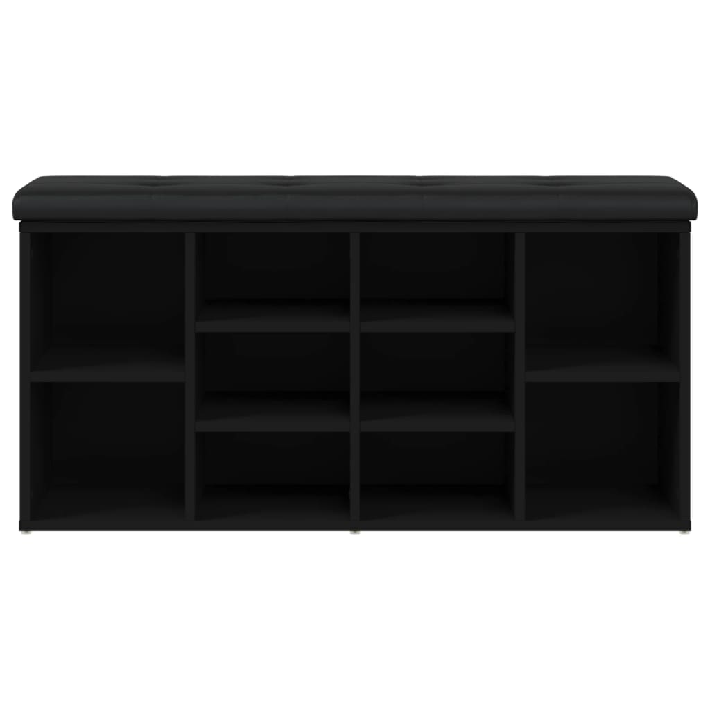 Panca Porta Scarpe Nera 102x32x50 cm in Legno Multistrato - homemem39