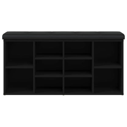 Panca Porta Scarpe Nera 102x32x50 cm in Legno Multistrato - homemem39