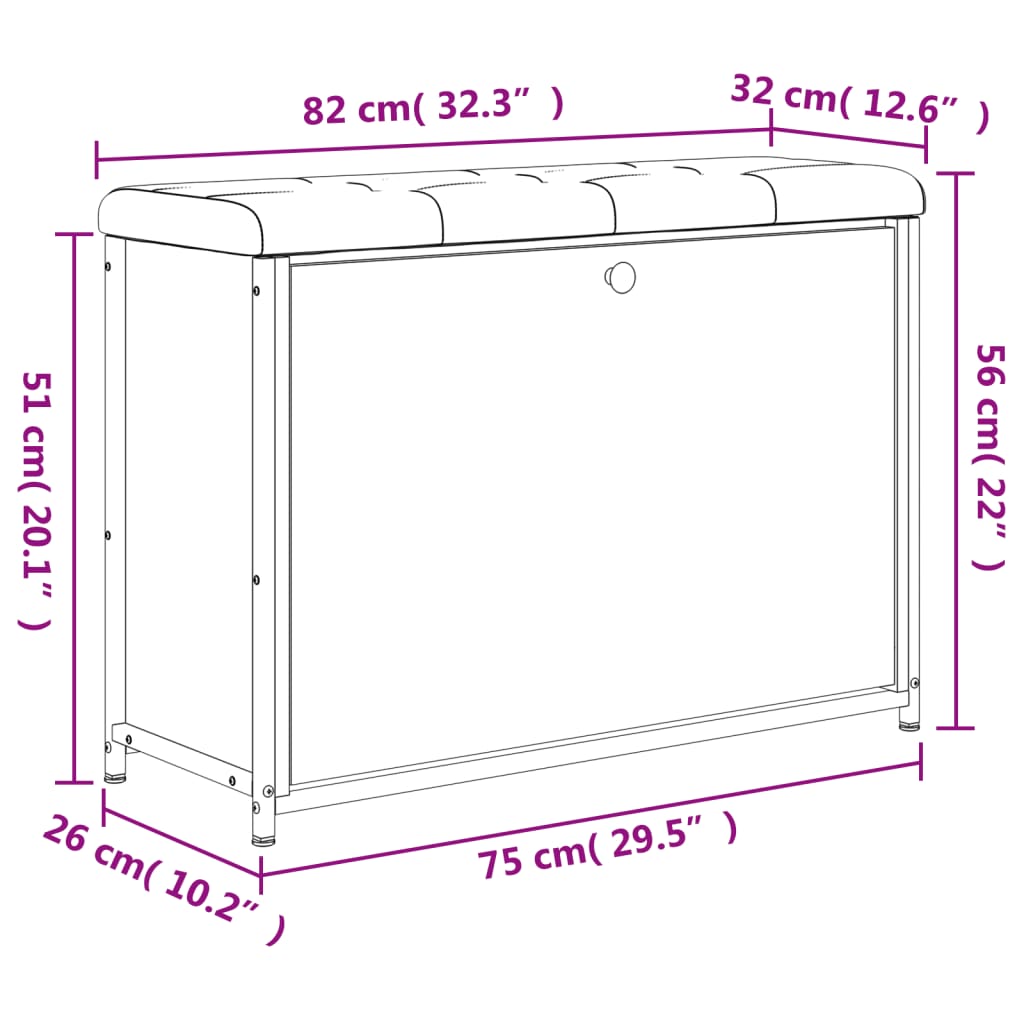 Panca Porta Scarpe con Cassetto Ribaltabile Nera 82x32x56 cm - homemem39