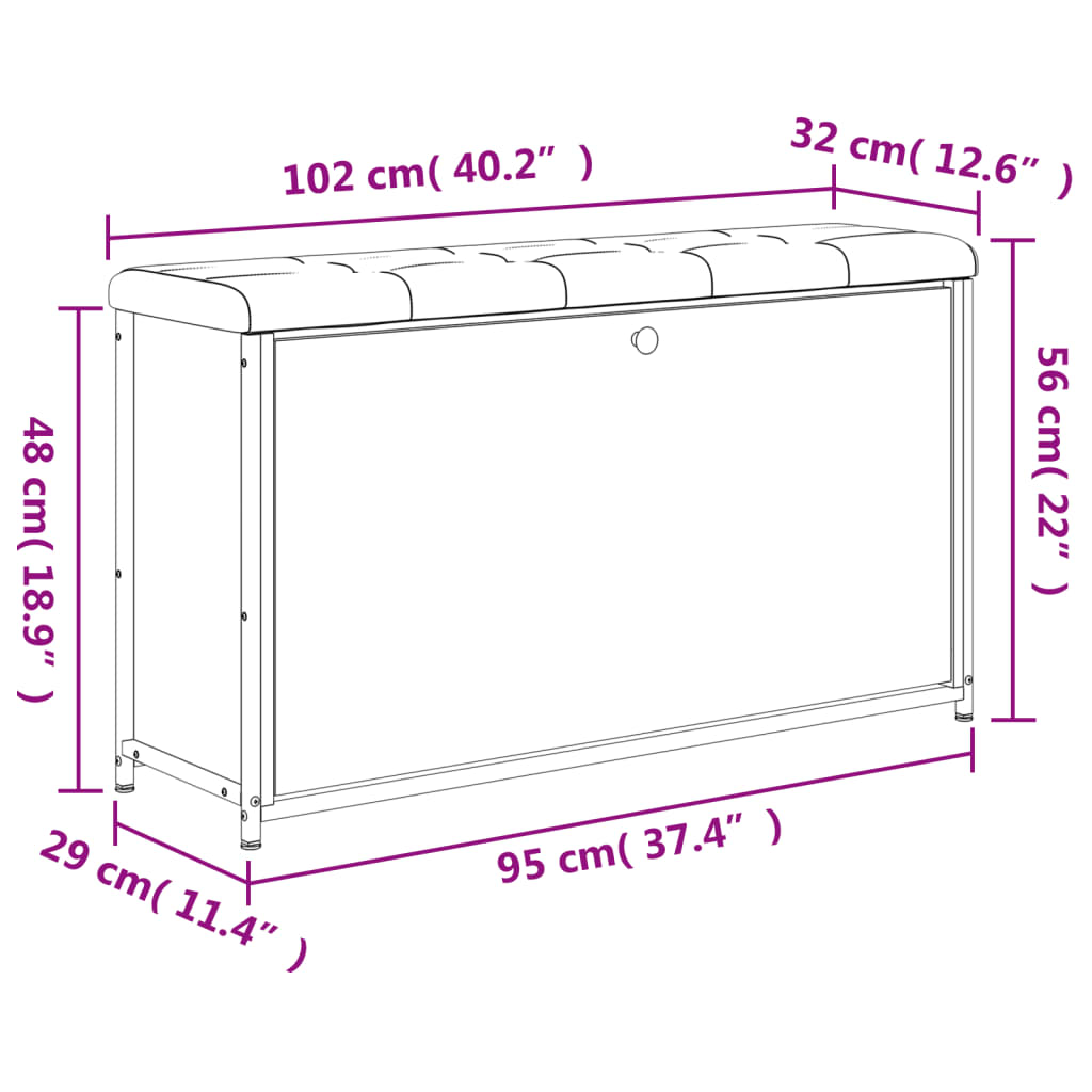 Panca Porta Scarpe con Cassetto Ribaltabile Nera 102x32x56 cm - homemem39