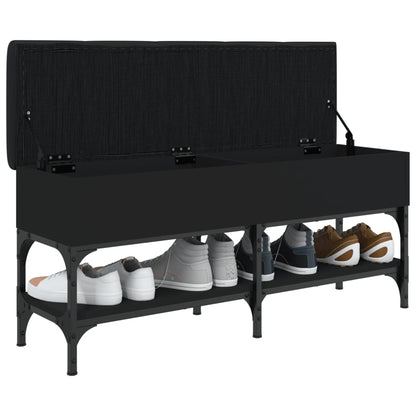 Panca Porta Scarpe Nera 102x32x45 cm in Legno Multistrato - homemem39