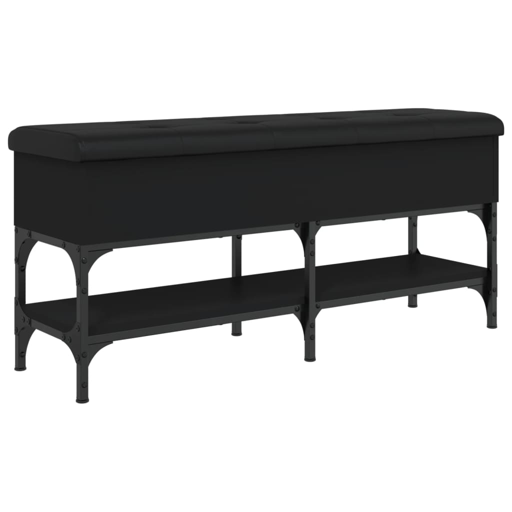 Panca Porta Scarpe Nera 102x32x45 cm in Legno Multistrato - homemem39