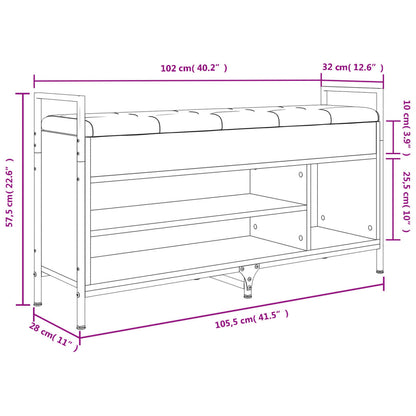 Panca Porta Scarpe Grigio Sonoma 105,5x32x57,5 cm - homemem39