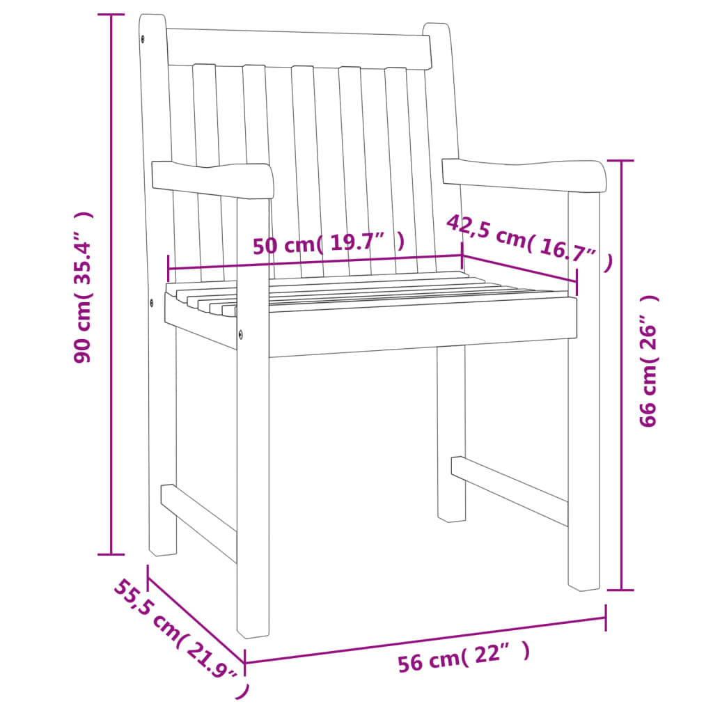 Sedie da Giardino 6 pz 56x55,5x90 cm Legno Massello di Acacia - homemem39