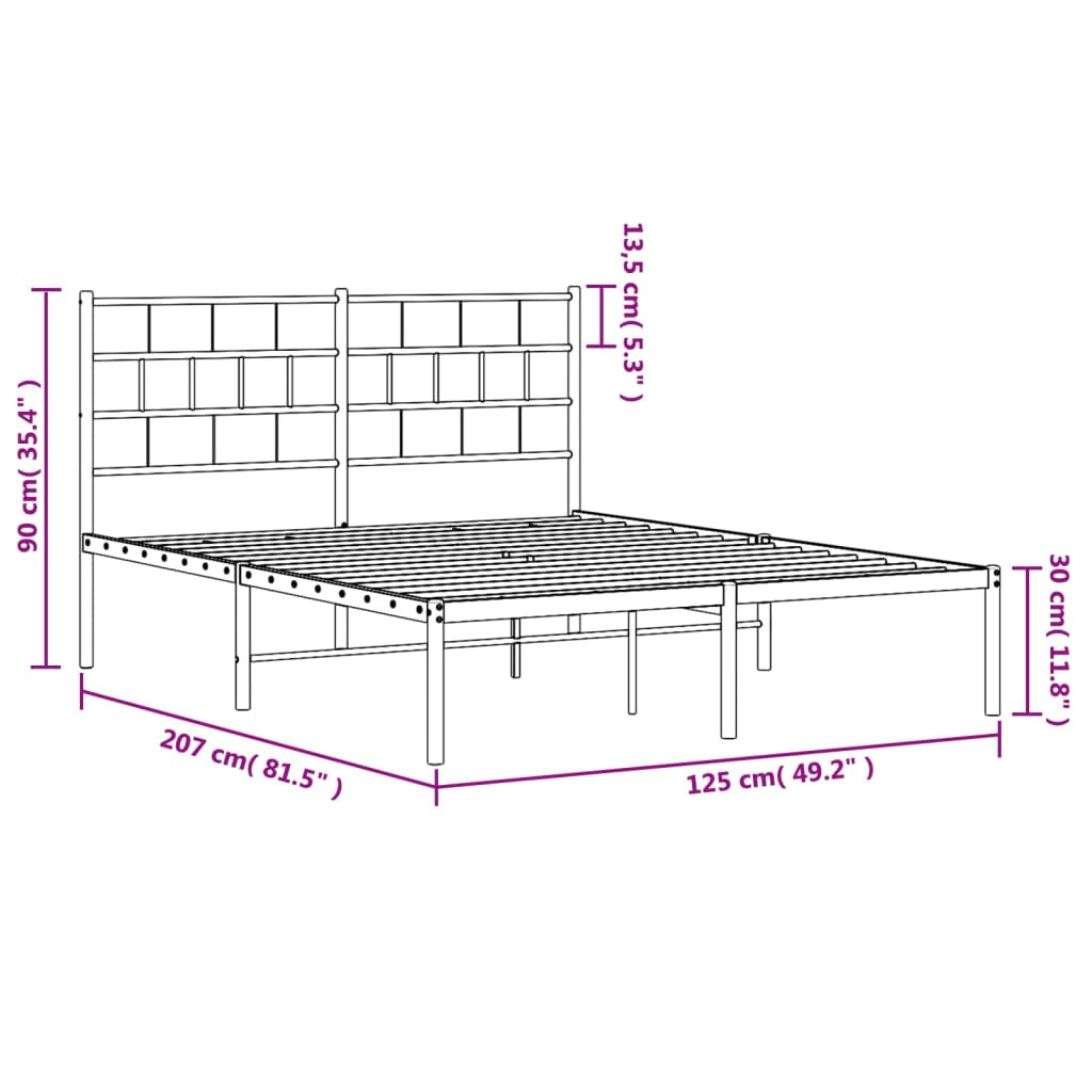 Giroletto con Testiera in Metallo Nero 120x200 cm - homemem39