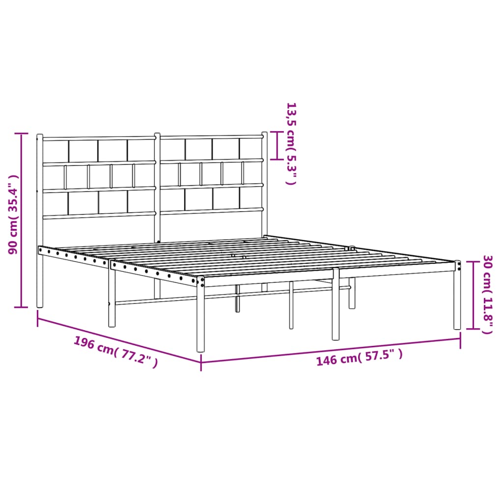 Giroletto con Testiera Metallo Bianco 140x190 cm - homemem39