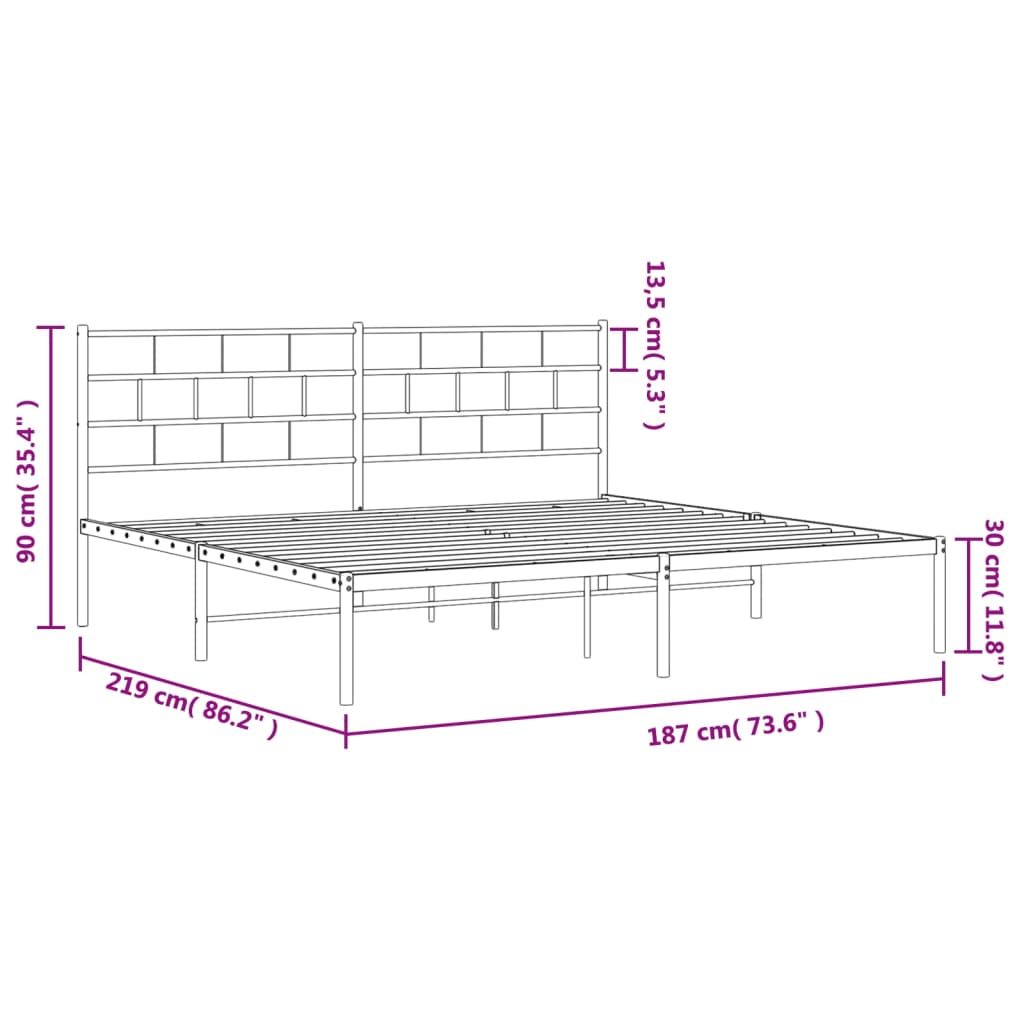 Giroletto con Testiera Metallo Bianco 183x213 cm - homemem39