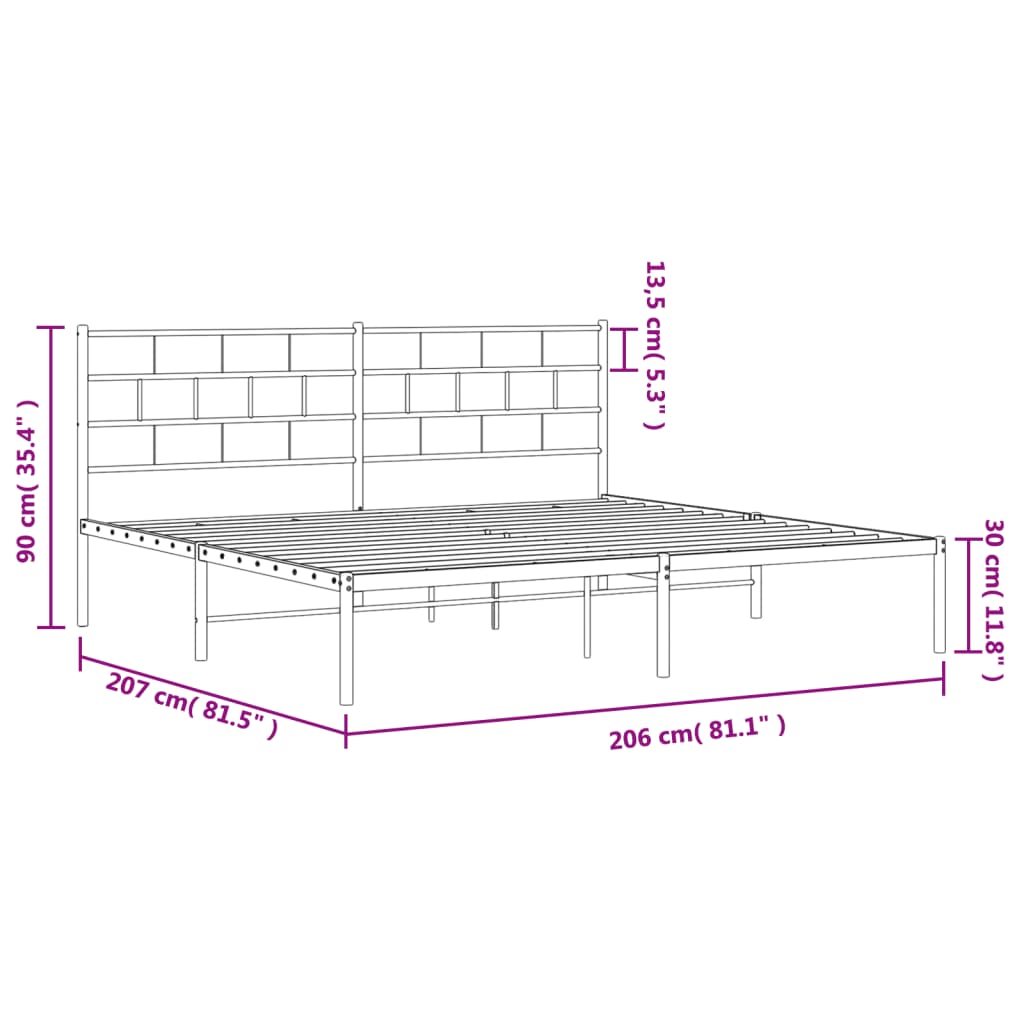 Giroletto con Testiera Metallo Bianco 200x200 cm - homemem39