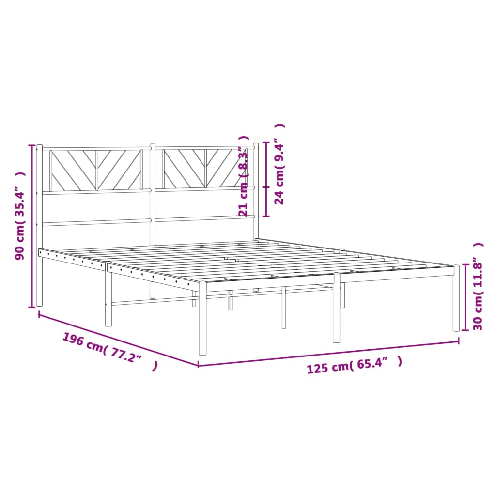 Giroletto con Testiera in Metallo Nero 120x190 cm - homemem39