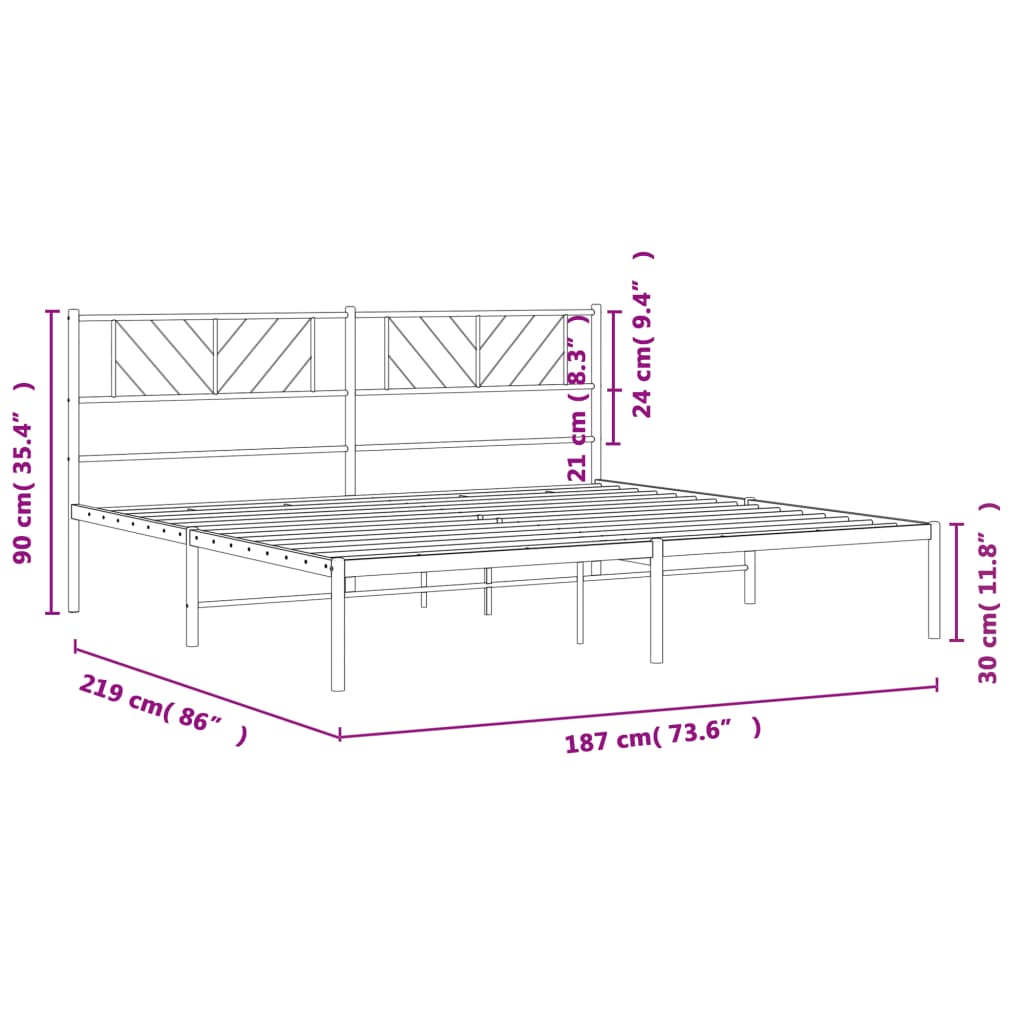 Giroletto con Testiera in Metallo Nero 183x213 cm - homemem39