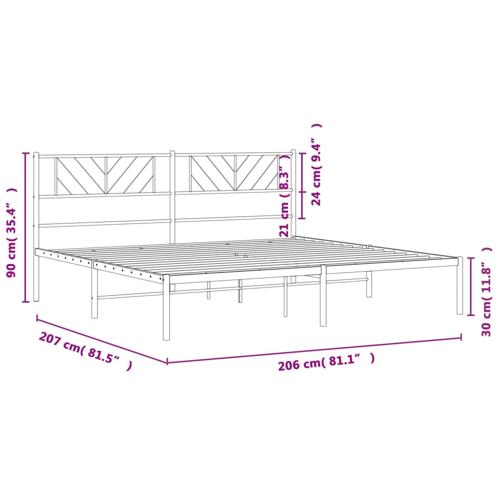 Giroletto con Testiera in Metallo Nero 200x200 cm - homemem39