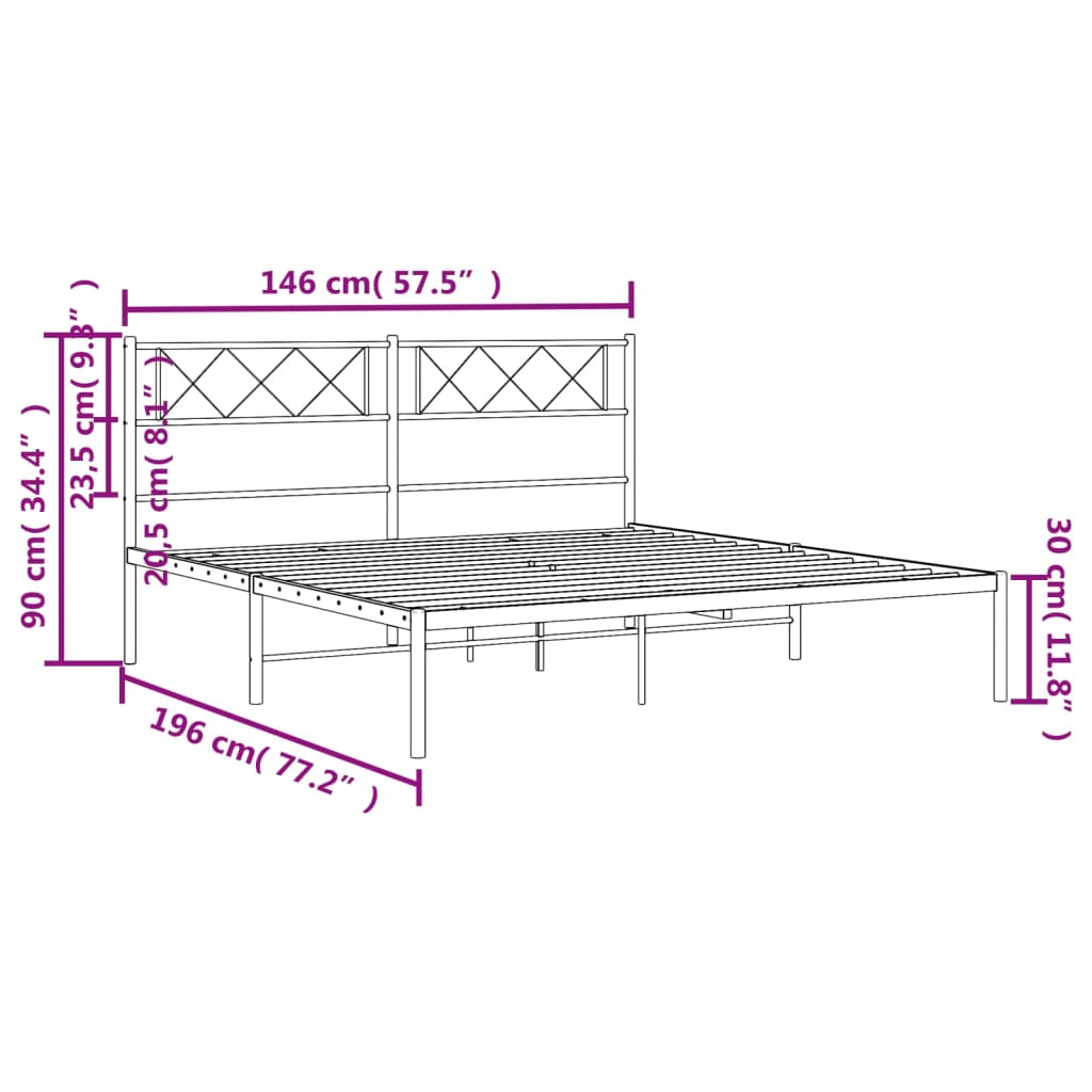 Giroletto con Testiera in Metallo Nero 140x190 cm - homemem39