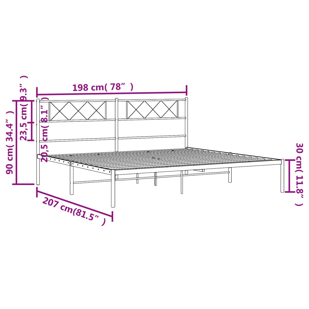 Giroletto con Testiera in Metallo Nero 193x203 cm - homemem39