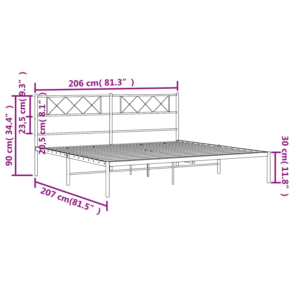 Giroletto con Testiera in Metallo Nero 200x200 cm - homemem39