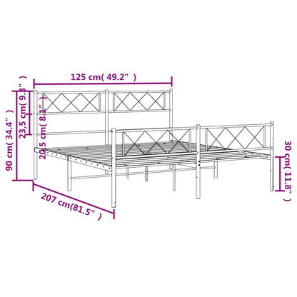 Giroletto con Testiera e Pediera Metallo Nero 120x200 cm - homemem39