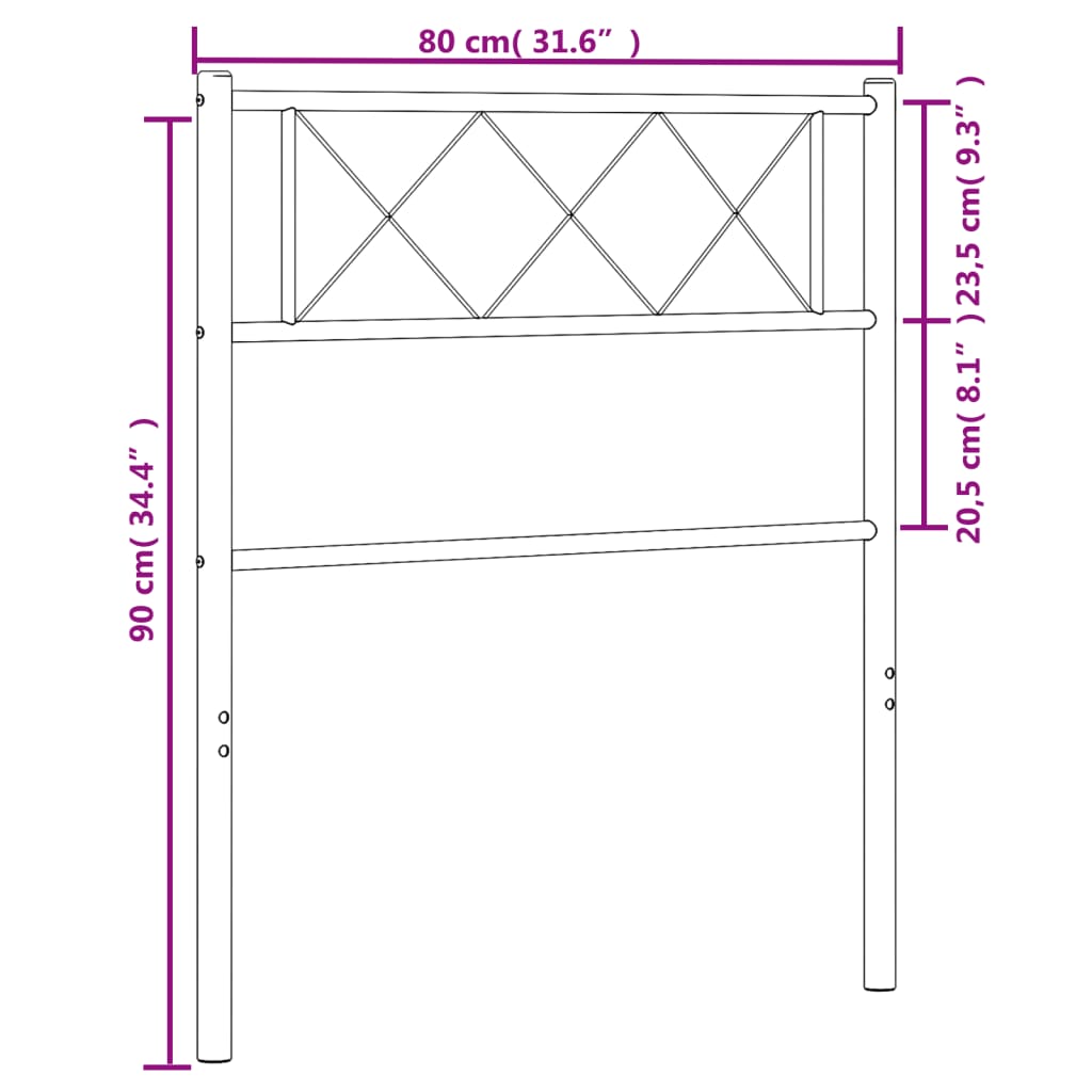 Testiera in Metallo Nero 75 cm - homemem39