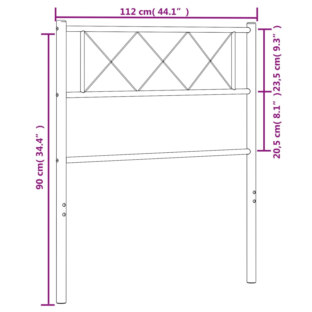 Testiera in Metallo Nero 107 cm - homemem39