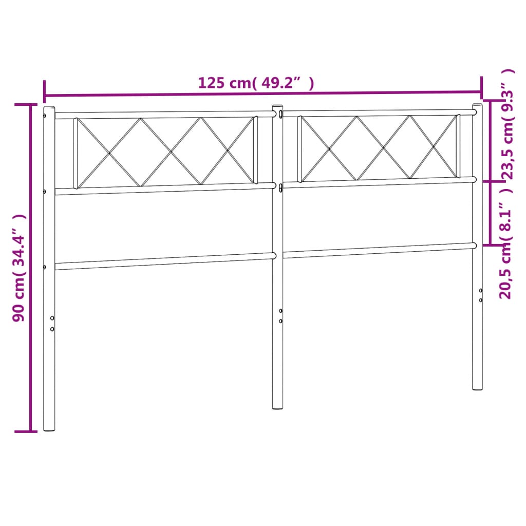 Testiera in Metallo Nero 120 cm - homemem39