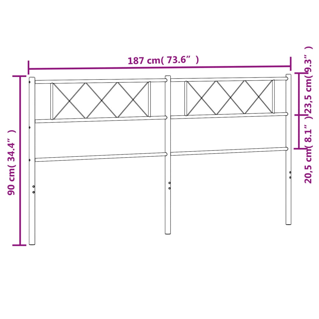 Testiera in Metallo Nero 180 cm - homemem39