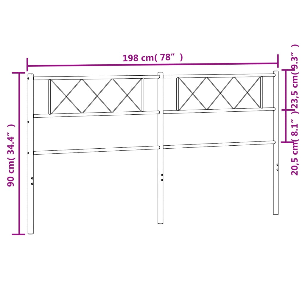 Testiera in Metallo Nero 193 cm - homemem39