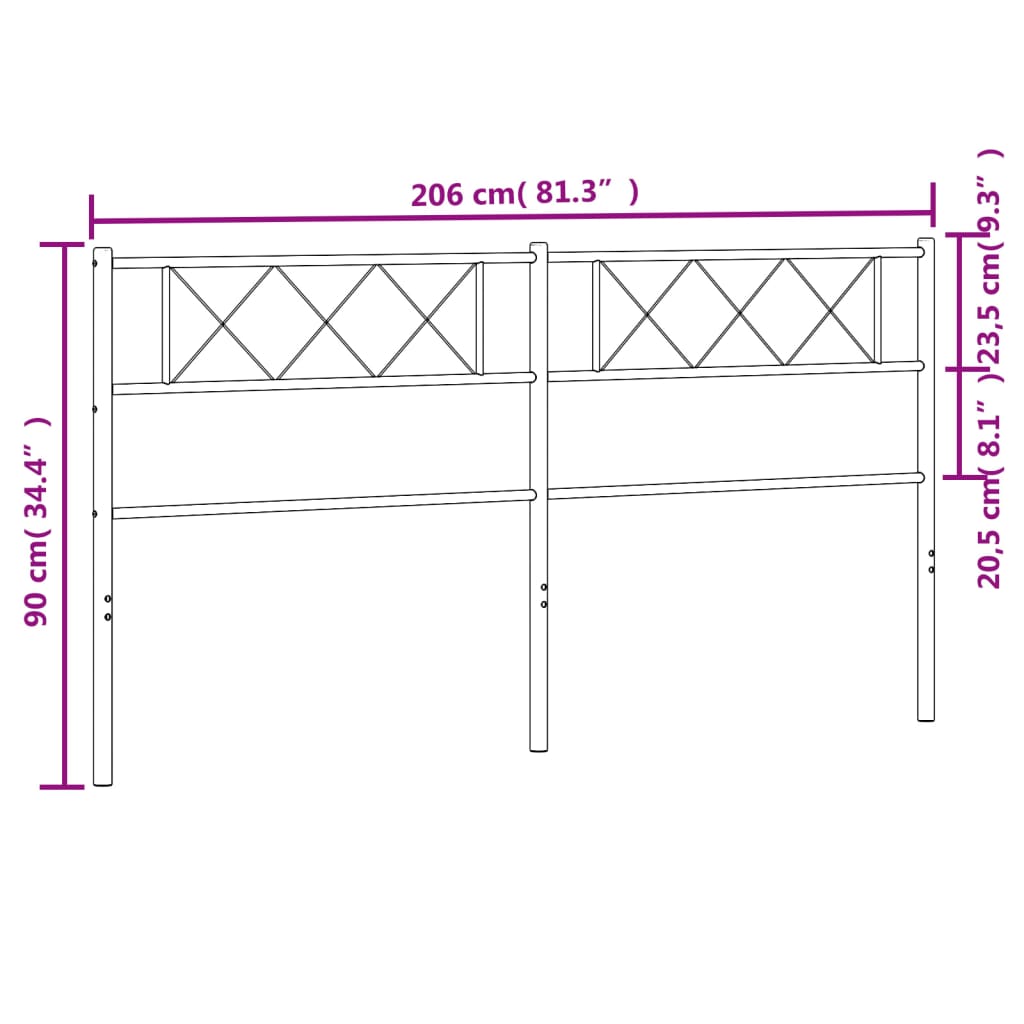 Testiera in Metallo Nero 200 cm - homemem39