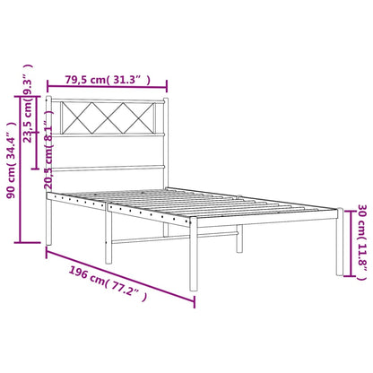 Giroletto con Testiera Metallo Bianco 75x190 cm - homemem39