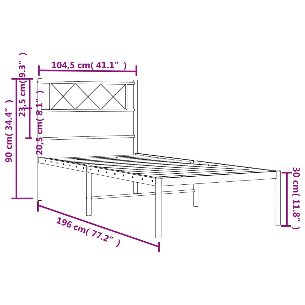 Giroletto con Testiera Metallo Bianco 100x190 cm - homemem39