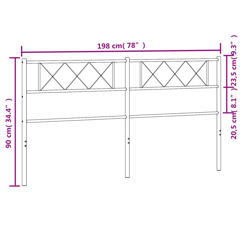 Testiera in Metallo Bianco 193 cm - homemem39