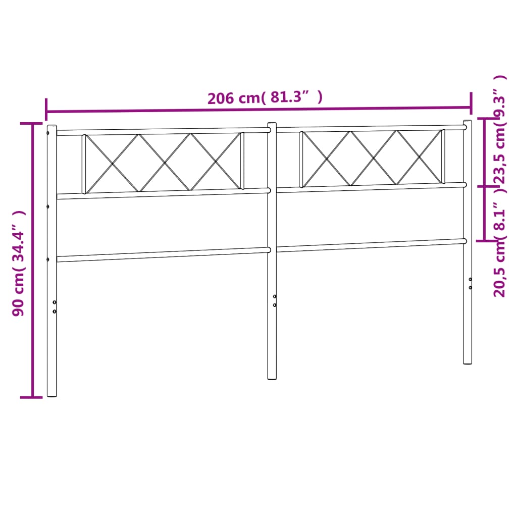 Testiera in Metallo Bianco 200 cm - homemem39