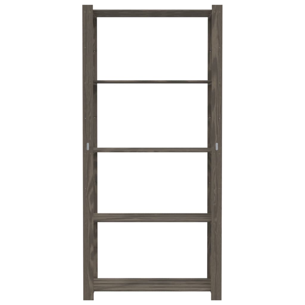 Scaffale a 5 Livelli Grigio 80x38x170 cm in Legno di Pino - homemem39