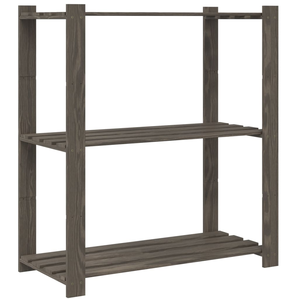 Scaffale a 3 Livelli Grigio 80x38x90 cm in Legno di Pino - homemem39