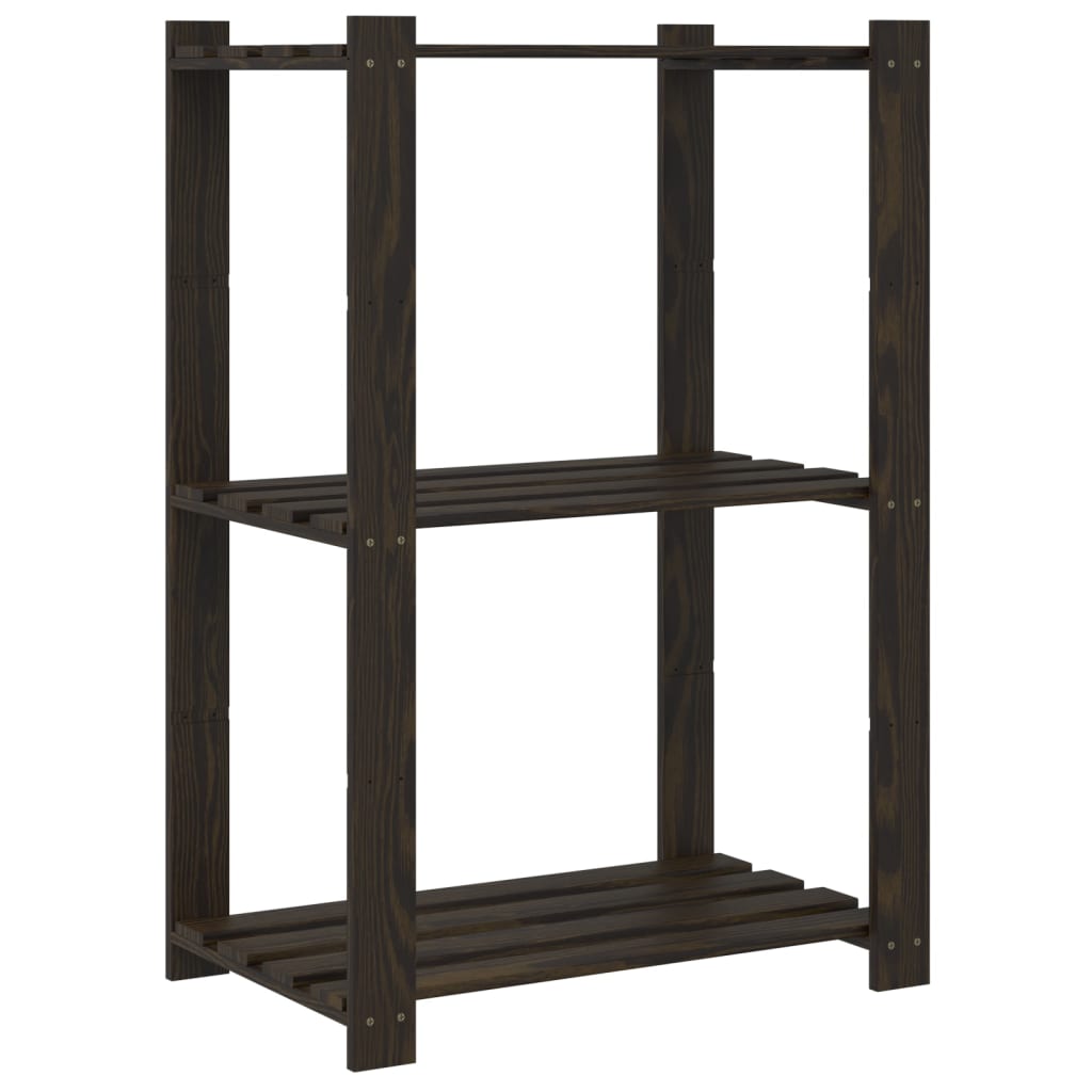 Scaffale a 3 Livelli Nero 60x38x90 cm in Legno Massello di Pino - homemem39